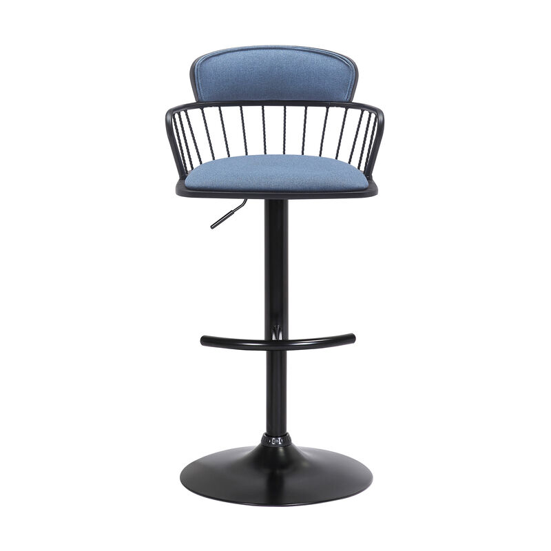 HomeRoots Fabric and Metal Adjustable-Height Bar Stool with Square Seat image number 0