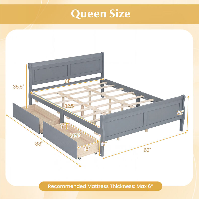 Modern Bed Frame with 2 Underbed Storage Drawers and Footboard image number 2