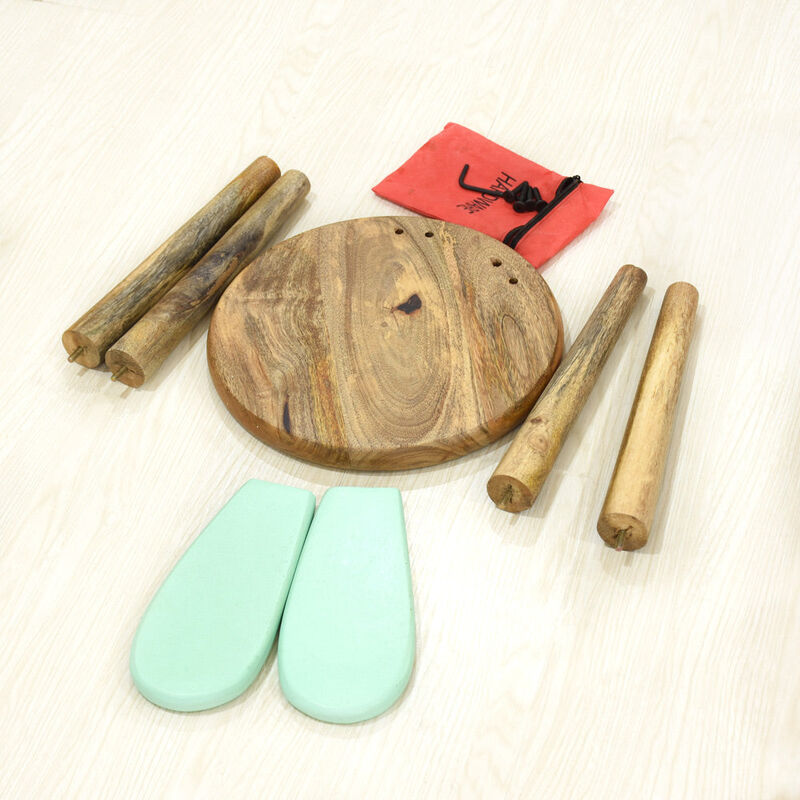 Handmade 100% Mango Wood Kids Light Green Color Round Shaped Rabbit Theme Indoor Table & Chair