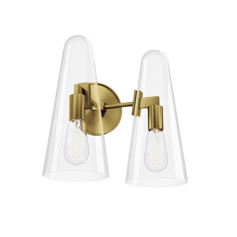 Modway Beacon 2-Light Wall Sconce in Clear Satin Brass, Brown, 7 x 12 x 11.5 image number 0