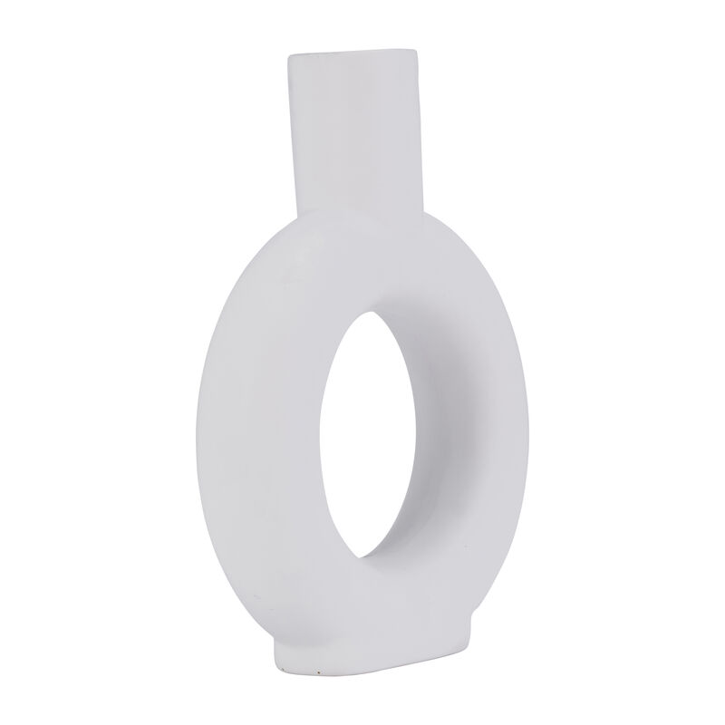 9" White Circle Cut-Out Vase