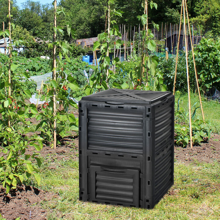 80-Gallon Outdoor Composter with Large Openable Lid and Bottom Exit Door