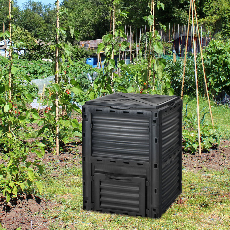 80-Gallon Outdoor Composter with Large Openable Lid and Bottom Exit Door