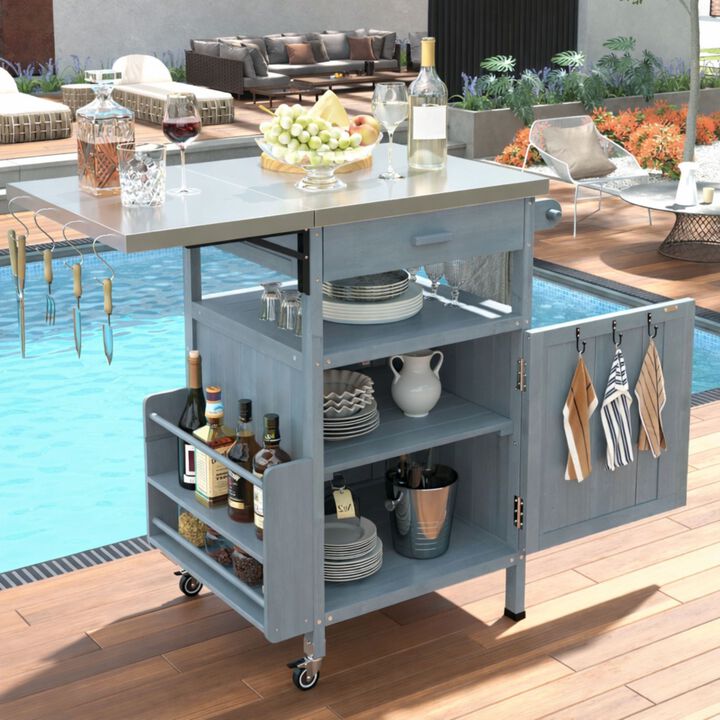 ELEMENT ACE Outdoor Grill Cart with Stainless Steel Top and Drop Leaf Design for Garden Storage