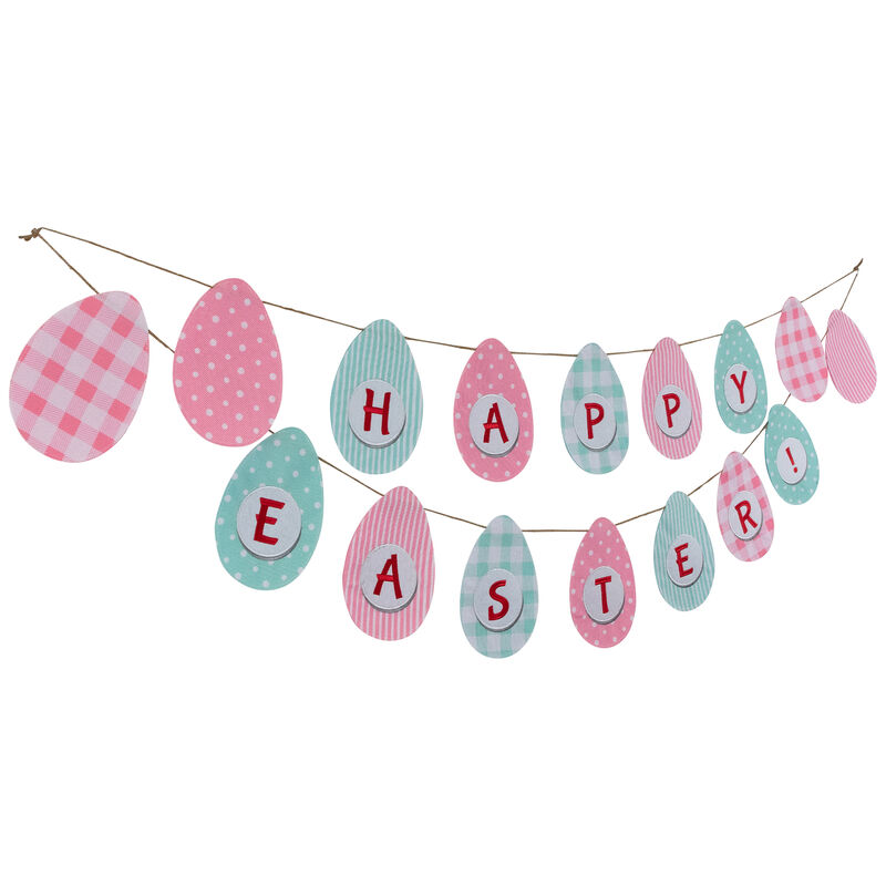 70" Pastel Checkered and Striped "Happy Easter" Hanging Banner