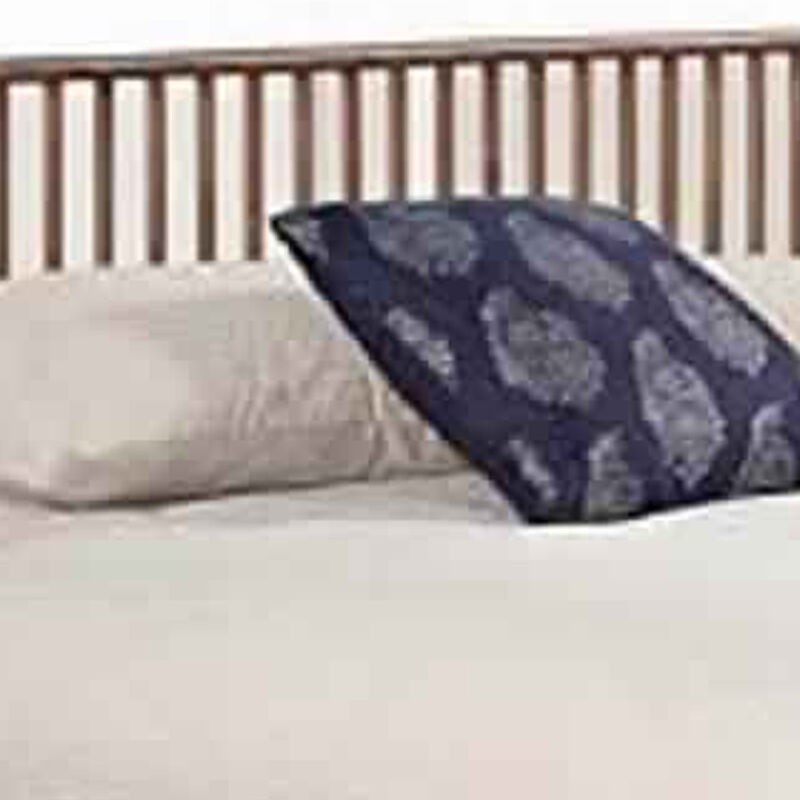 California King Platform Bed with Slat Back Rattan Headboard, Brown - Benzara