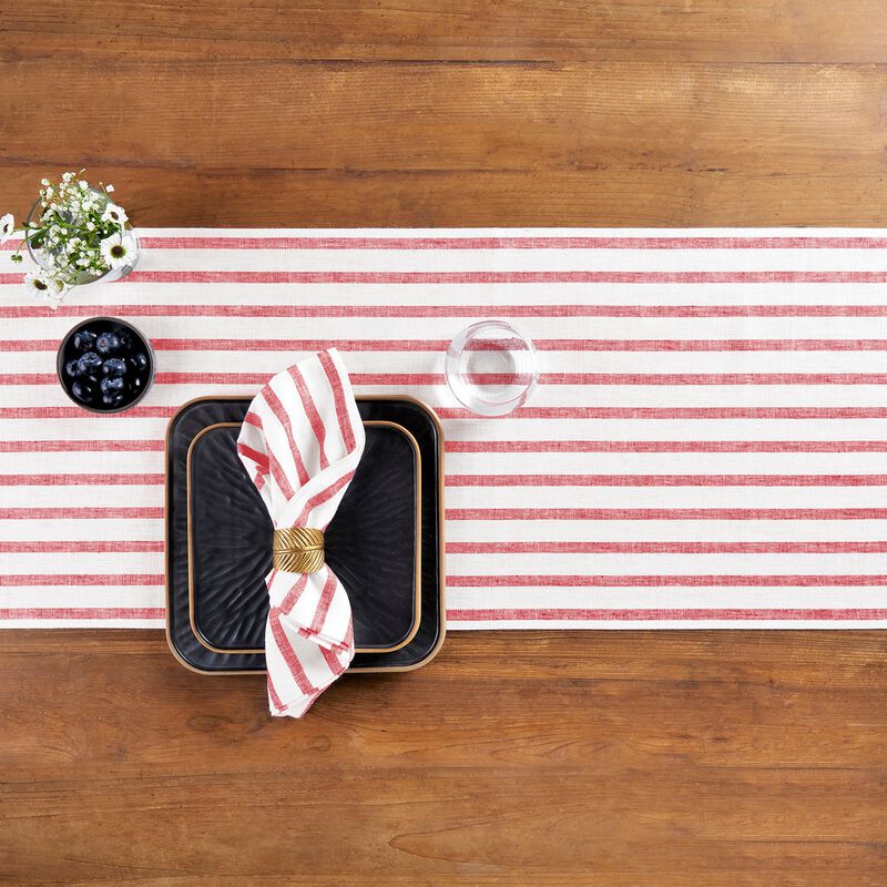 Solino Home Madison Stripe 100% Linen Table Runner &ndash; Handcrafted, Machine Washable, Perfect for Holiday and Everyday Dining