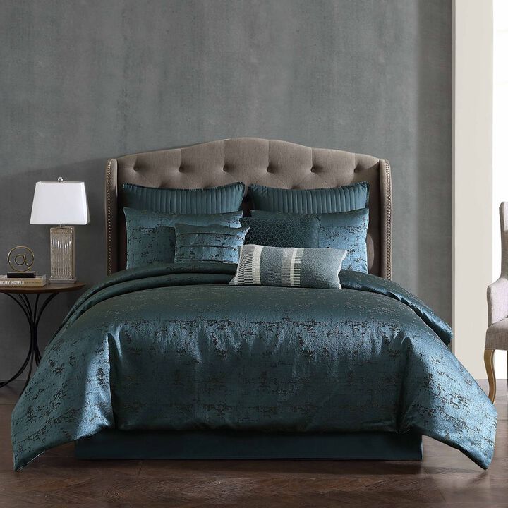 Blue Textured 9 pc Queen