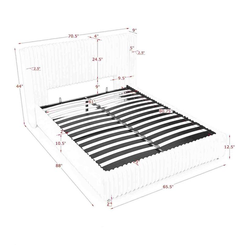 Trible Vertical Striped Upholstered Bed Frame image number 9