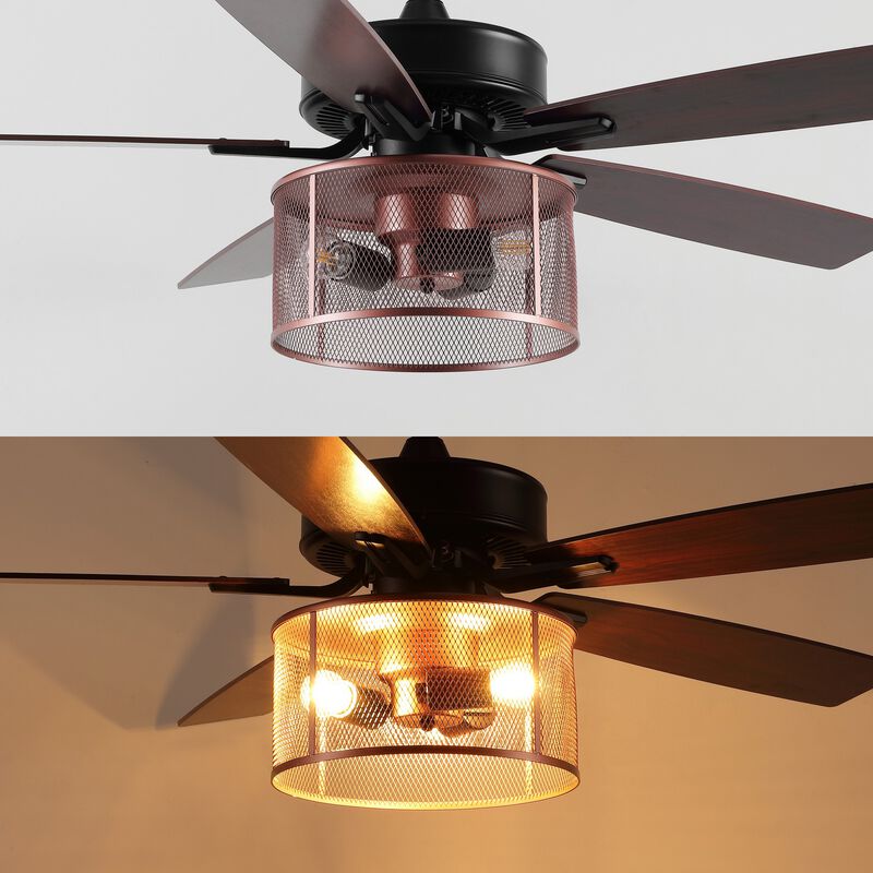 Max Farmhouse Industrial Iron/Wood Mobile Appremote Controlled LED Ceiling Fan
