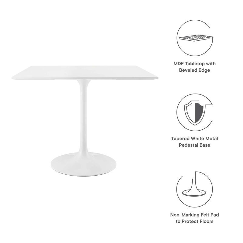Modway - Lippa 36" Square Wood Top Dining Table White