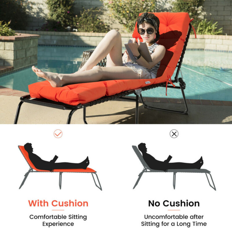 Patio Chaise Lounge Cushion with Secure String Ties for Outdoor Use