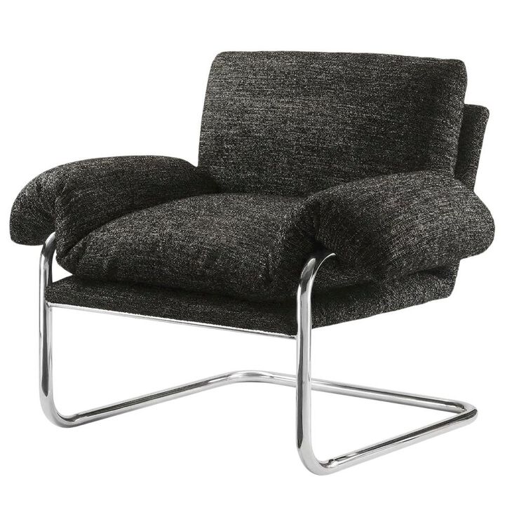 Boucle Fabric Accent Chair for Living Room, Bedroom, or Reading Nook, Newsprint
