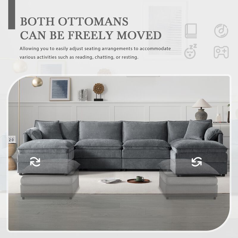 Fincep U-Shaped Modular Cloud Sectional Sofa image number 7