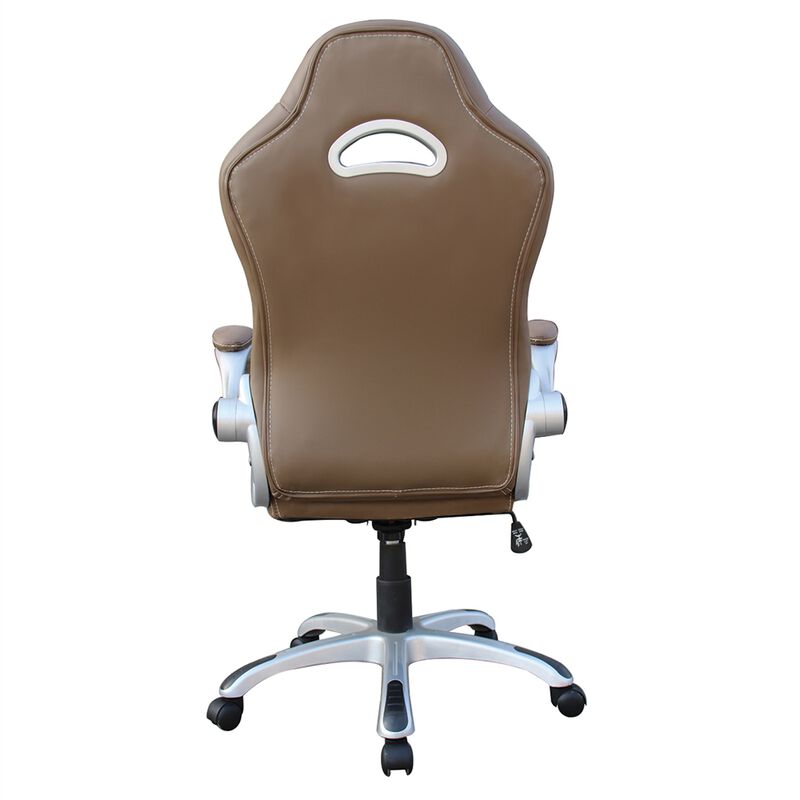 Techni Mobili High Back Executive Sport Race Office Chair with Flip-Up Arms. Color: Camel