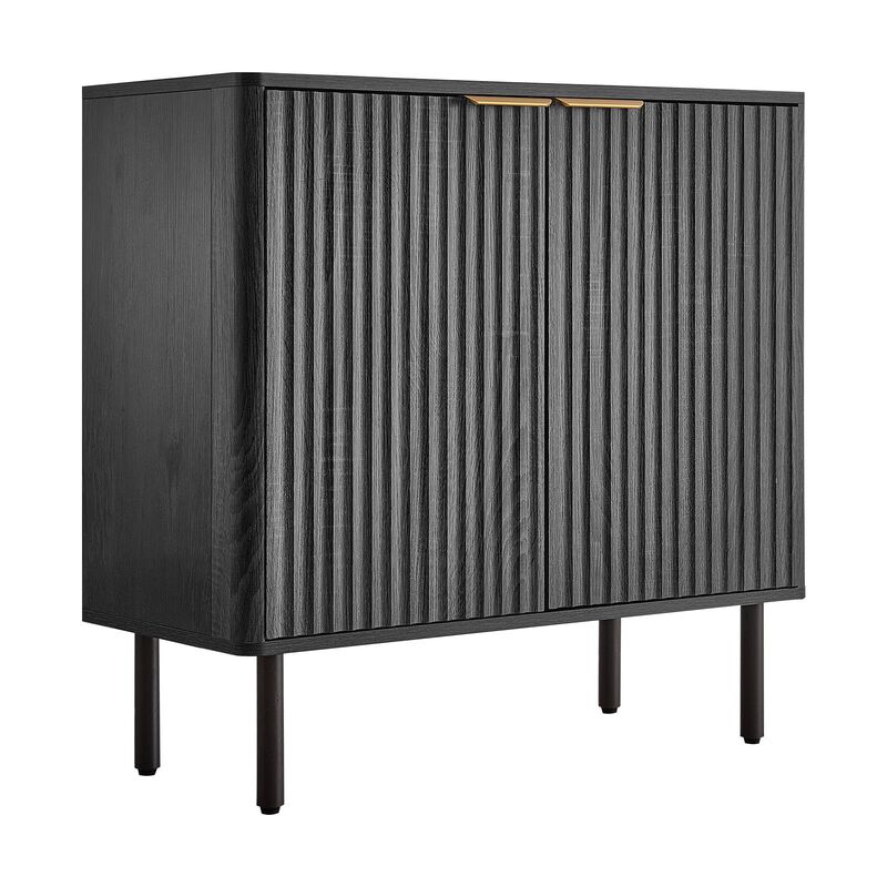 Mid Century Coffee Bar Cabinet with Fluted 2-Tier Storage image number 4
