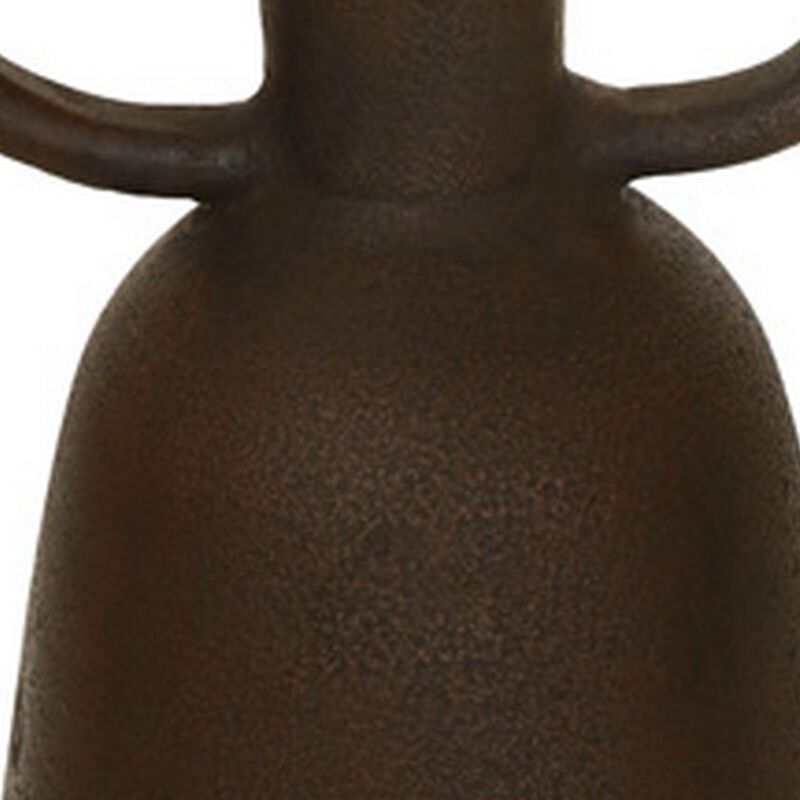 Adea Flower Vase, Antique Style Amphora Shape, Thin Neck, Brown Terracotta - Benzara