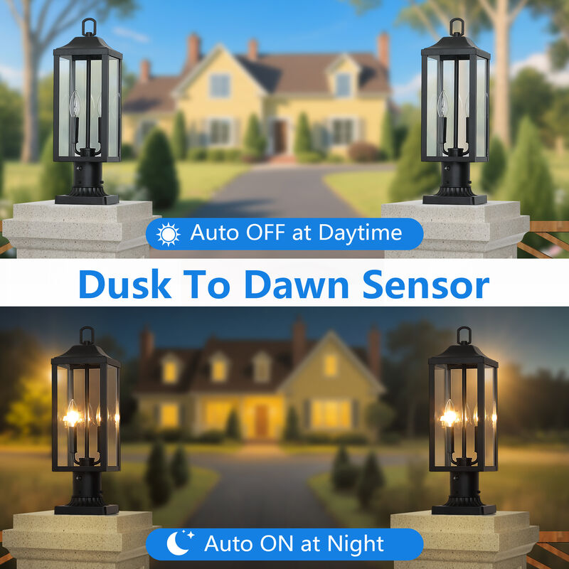 20 in. Dusk-to-Dawn Farmhouse Modern 2-Light  Outdoor Post Light image number 5