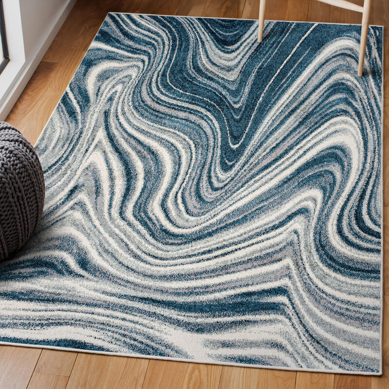 Eleni Contemporary Glam Abstract Marble Area Rug