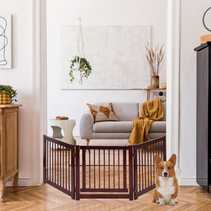 Hivvago 24 Inch Configurable Folding 3 Panel Wood Dog Fence