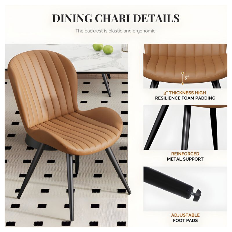 Modern Ribbed Upholstered Dining Chair Set of 4 image number 2