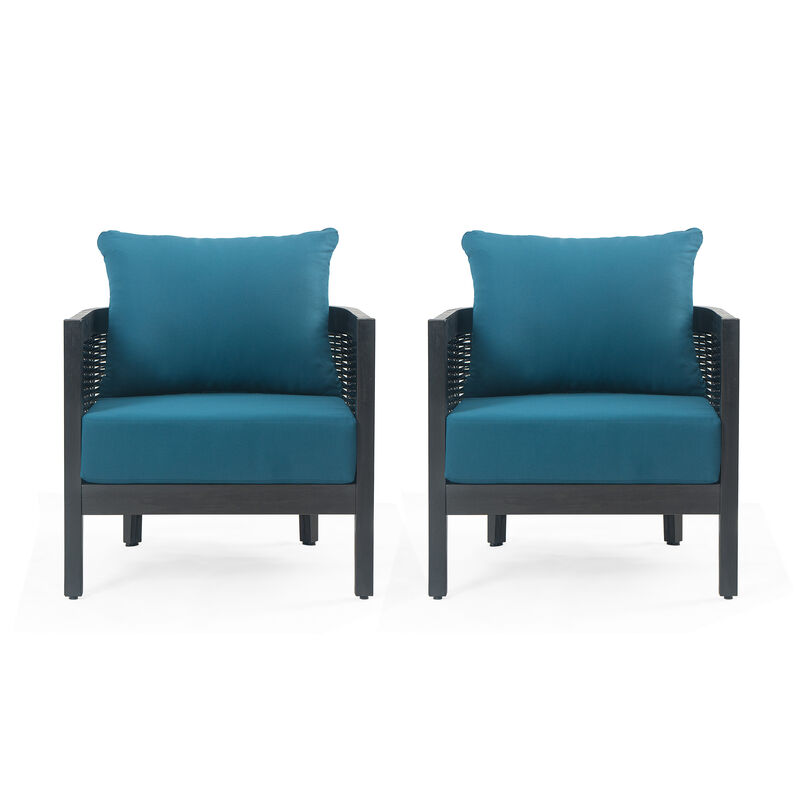 Merax Outdoor Acacia Wood Wicker Club Chair with Cushions