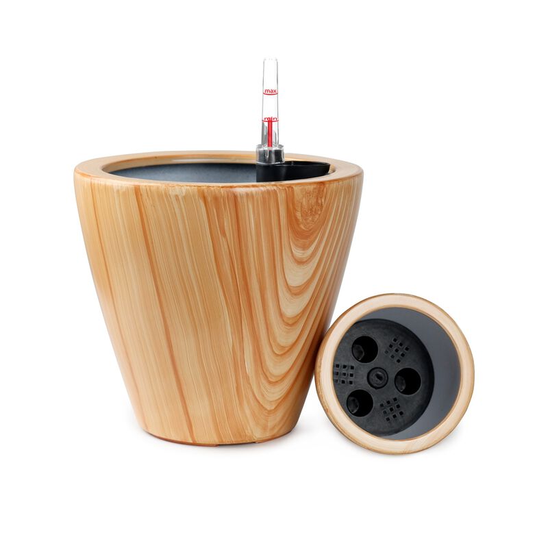 2-Pack 10 in. Light Wood Plastic Self-watering Planter Pot image number 6