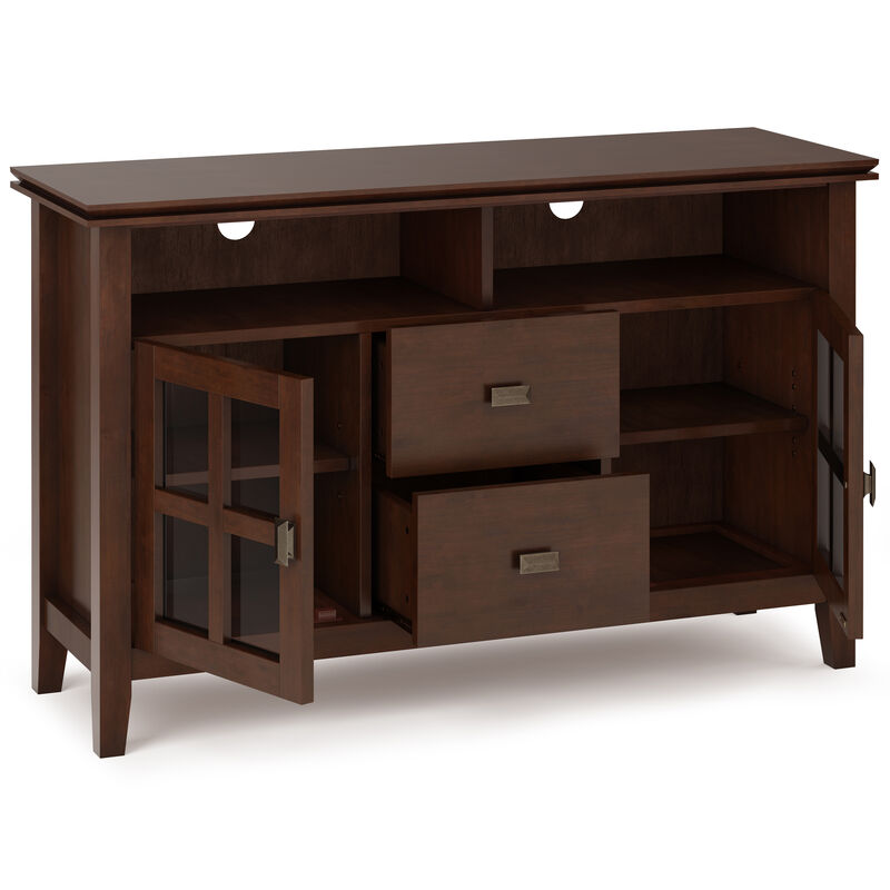 Artisan SOLID WOOD 48 inch Wide Contemporary TV Media Stand in Russet Brown For TVs up to 55 inches