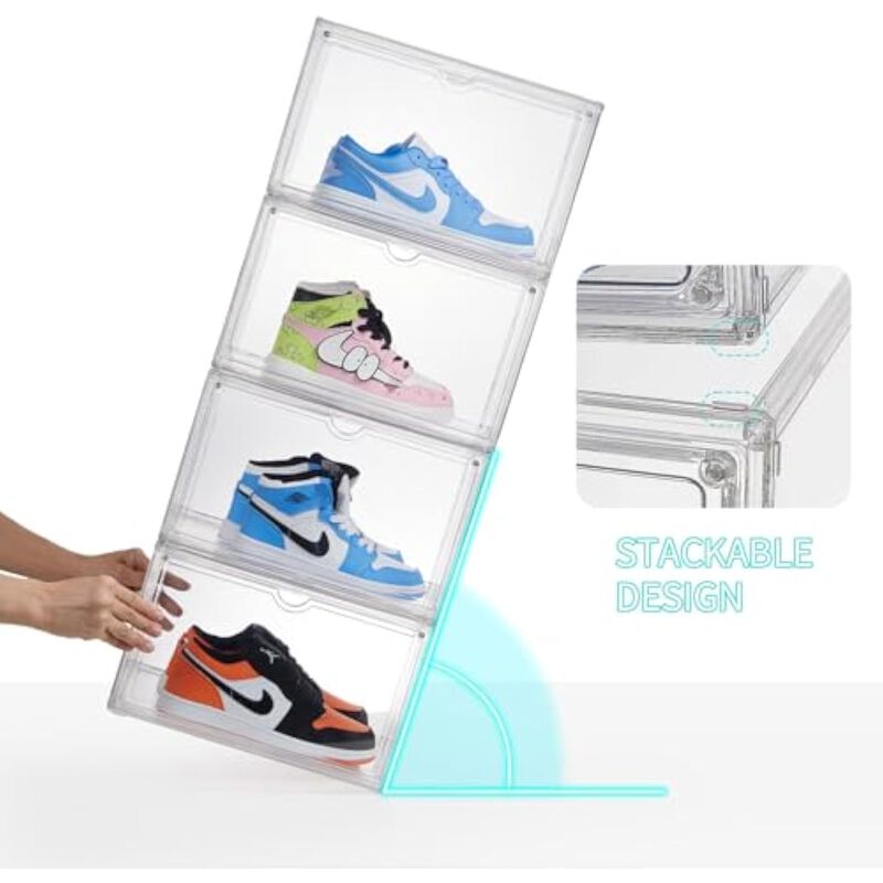 Shoe Organizer Clear Sneaker Display Case Box Magnetic Door image number 3