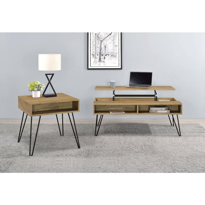 Plethoria Home Golden Oak and Black Coffee Table