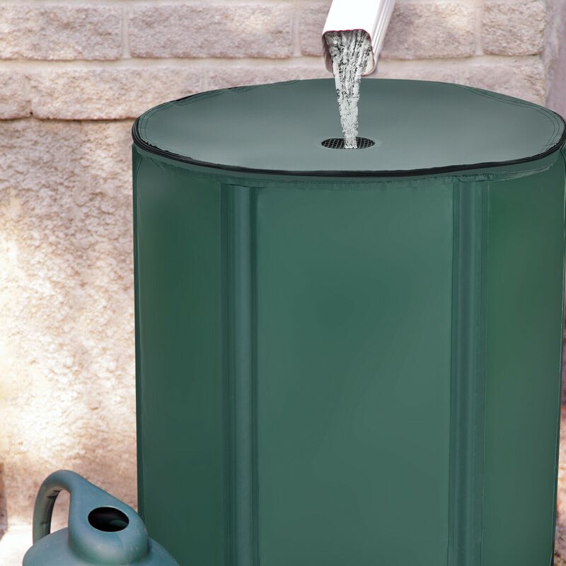 60 Gallon Rain Barrel Water Collector with Collapsible Design for Easy Storage