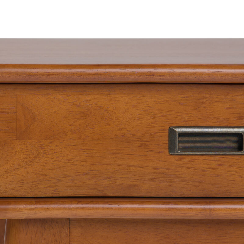 Draper SOLID HARDWOOD 22 inch Wide Rectangle Mid Century Modern End Table in Teak Brown