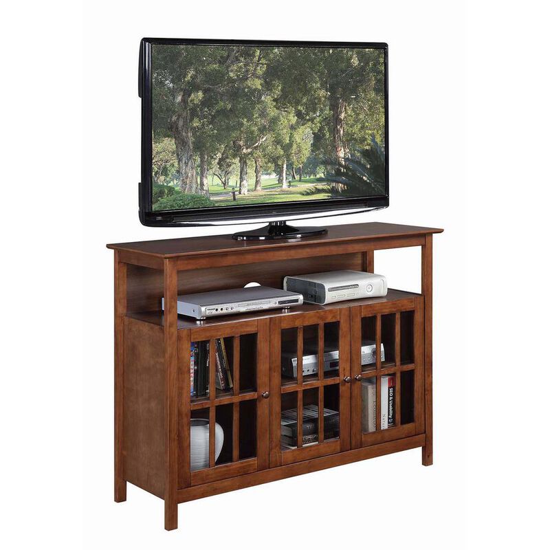 Convenience Concepts Big Sur Deluxe TV Stand with Storage Cabinets and Shelf for TVs up to 55 Inches Dark Walnut image number 3