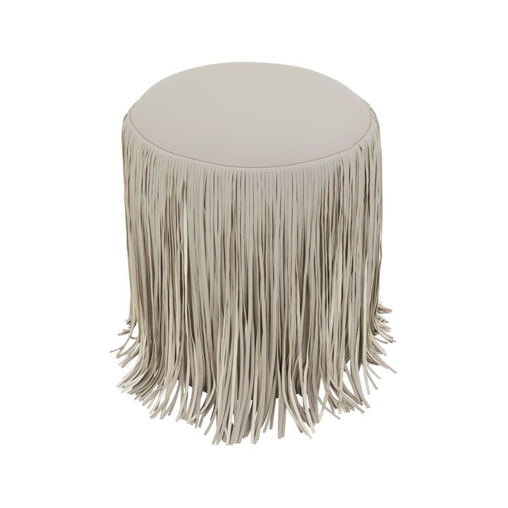 Shag Me Ivory Performance Vegan Leather Ottoman