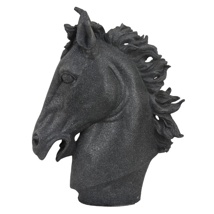 Ellena Horse Head Accent Bust, Highly Detailed Black Resin, 25 Inch - Benzara