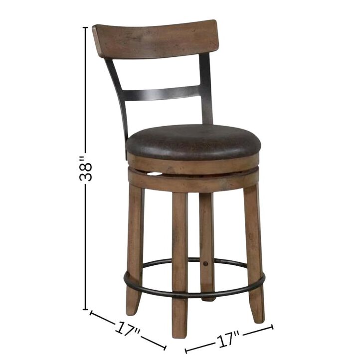 Starlight Canyon Home Beige Solid Wood Swivel Bar Stools, Comfortable Counter Height Stool