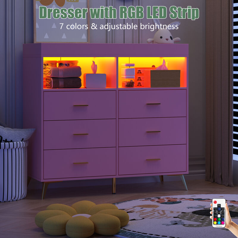 LED Light & Power Outlet Baby Changing Table Dresser image number 4
