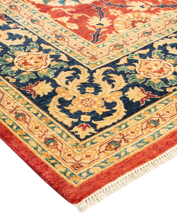 Eclectic, One-of-a-Kind Hand-Knotted Area Rug  - Orange, 7' 10" x 10' 1"