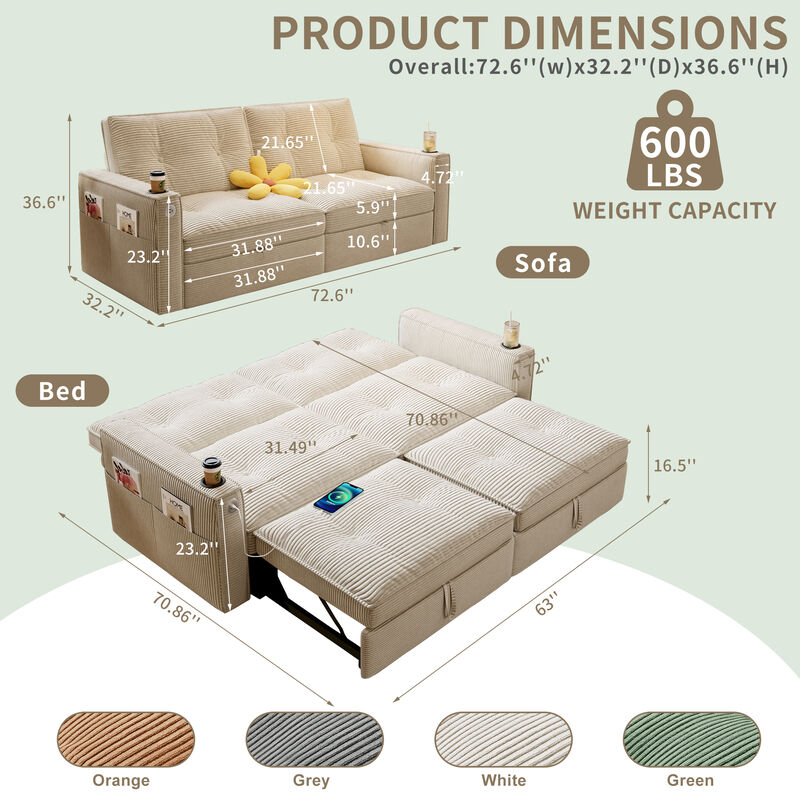 Krekda Multi-Functional Convertible Sofa Bed image number 6