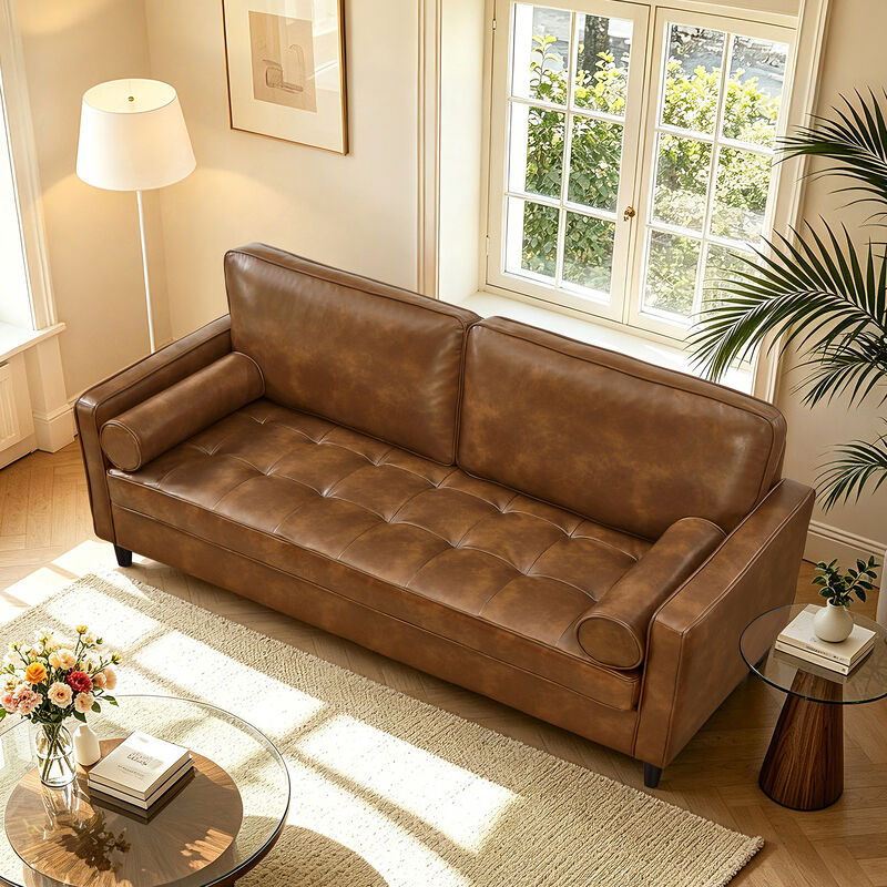 Galglo Breathable Faux Leather Couch image number 2