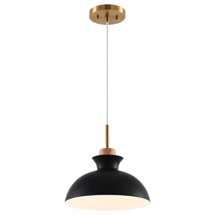 11" Modern Black Dome Pendant Light with Adjustable Cord for Bedroom, Kitchen Island or Living Room