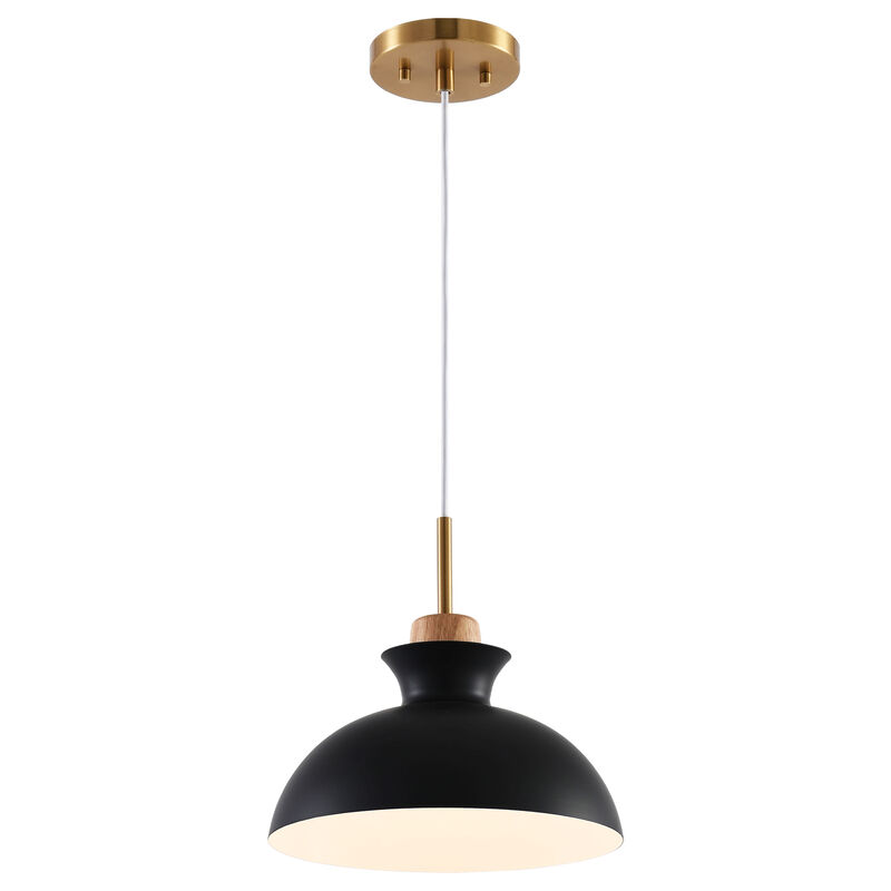 11" Modern Black Dome Pendant Light with Adjustable Cord for Bedroom, Kitchen Island or Living Room image number 0