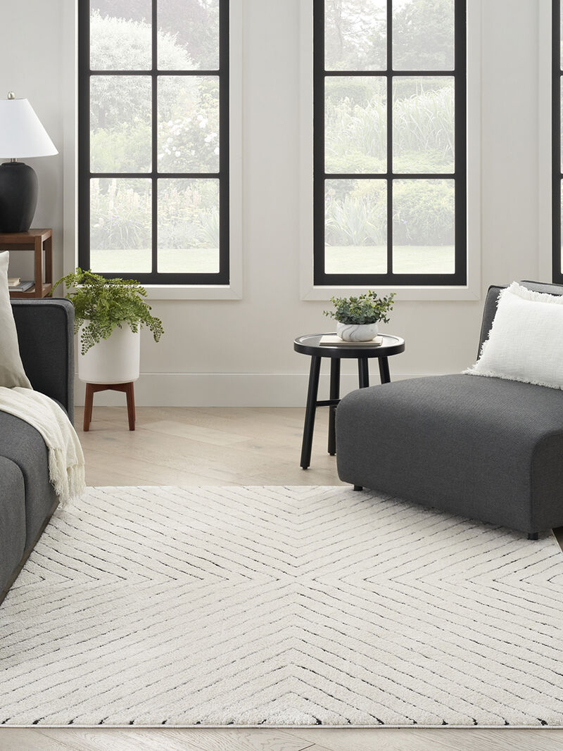 Modern Comfort MNC01 Ivory/Black 3'11" x 5'11" Rug