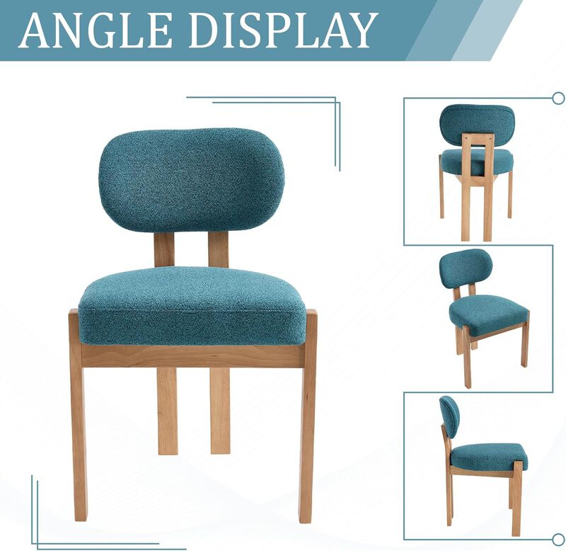 Envelor Farmhouse Chenille Upholstered Cane Leg Dining Chair, Set of 2 image number 3