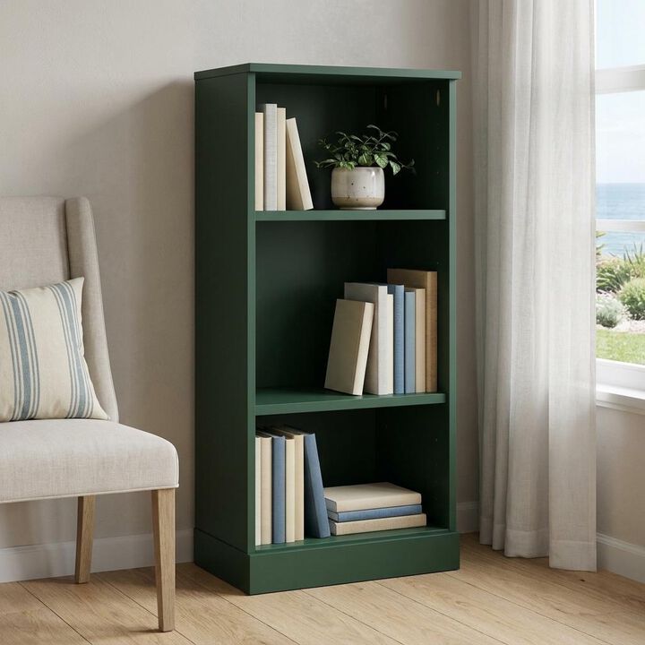 HomeRoots Solid Wood Adjustable Three Tier Library Bookcase
