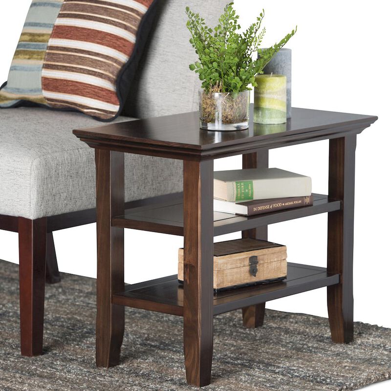 Simpli Home Acadian Solid Wood Narrow Side Table In Brunette Brown