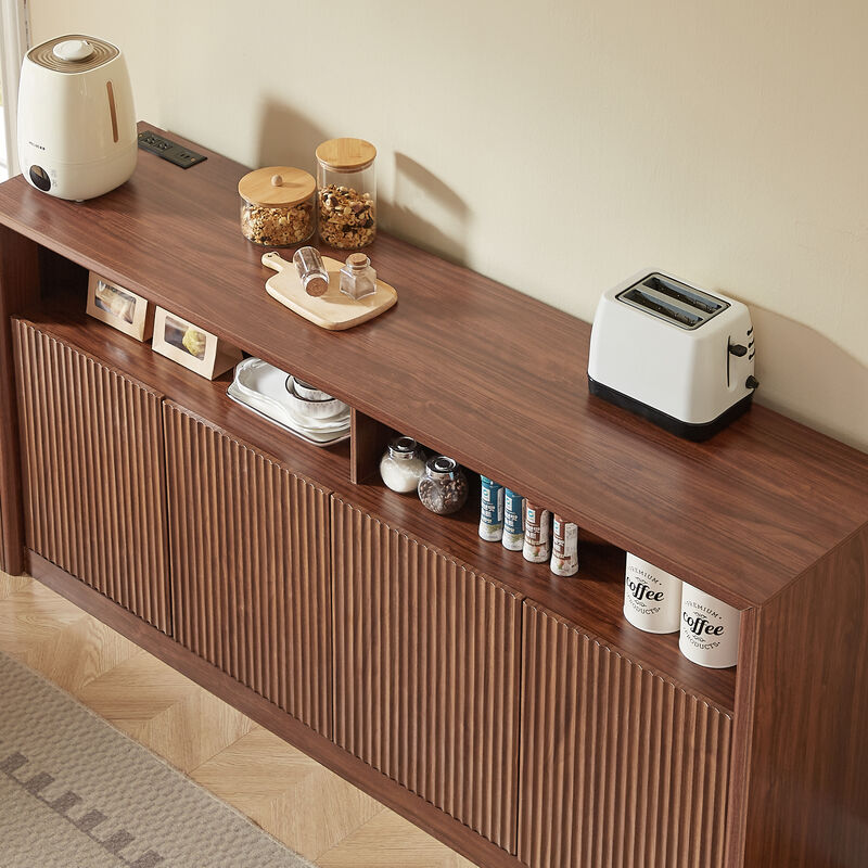 Zegtu 67" Wooden Sideboard LED Light Strip image number 5