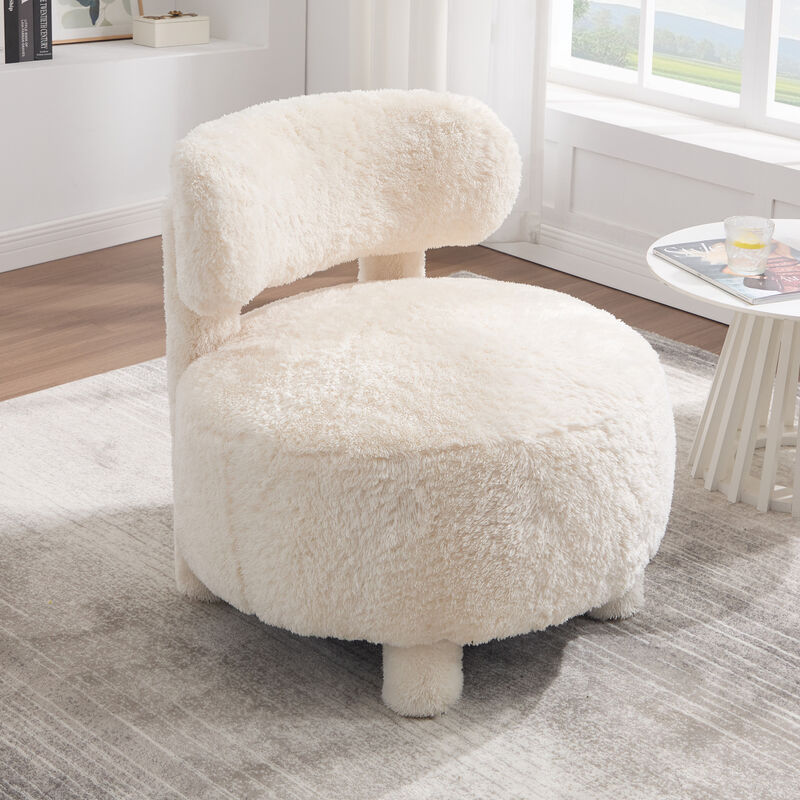 GOODSILO Curved Wingback Accent Chair with Plush Fur Fabric Upholstery for Enhanced Comfort and Modern Seating image number 7