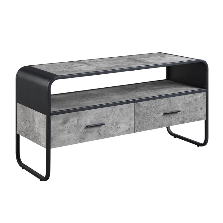 Raziela TV Stand, Concrete Gray & Black Finish LV01143