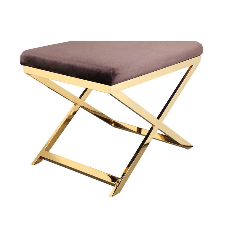 Pangea Home Gold Lexi Stool Velvet Chocolate